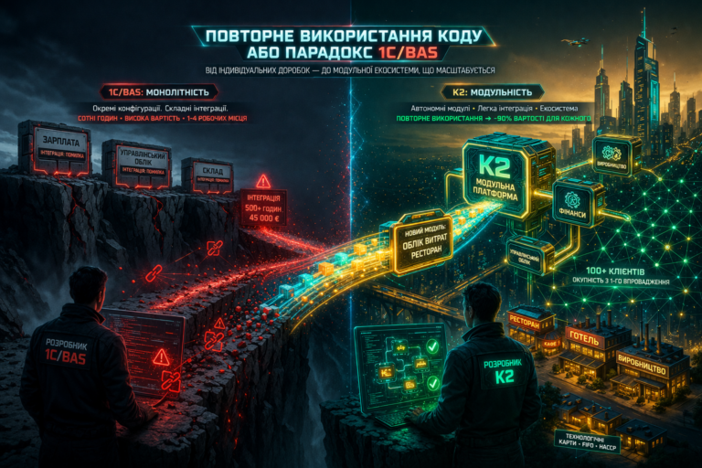 Повторне використання коду, або парадокс 1С/BAS: досвід українських компаній на K2 ERP: Повторне використання коду, або парадокс