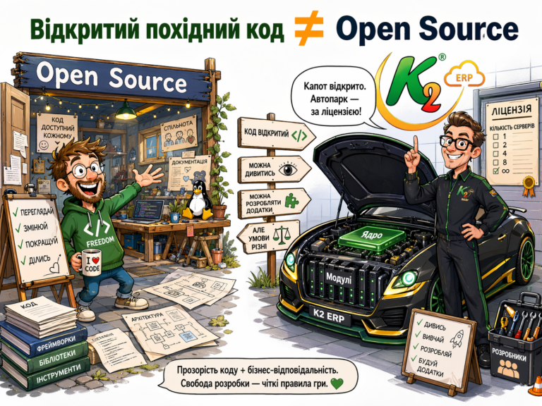 Відкритий похідний код, Open Source і K2 ERP: досвід українських компаній на K2 ERP: Відкритий похідний код, Open Source і K2