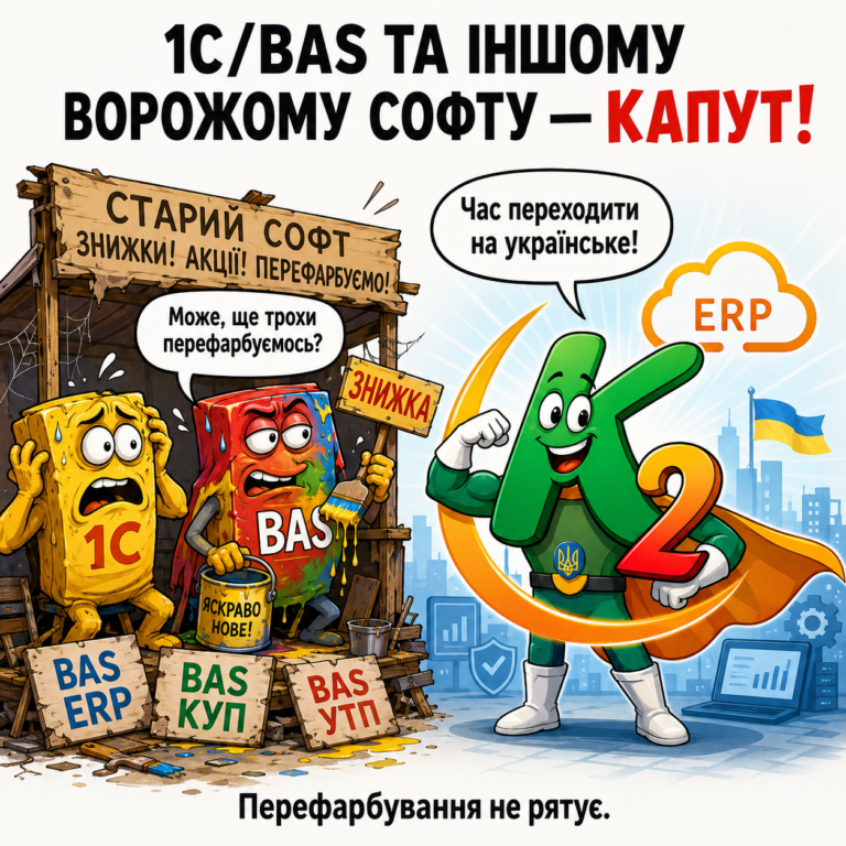 1С/BAS та іншому ворожому софту: досвід українських компаній на K2 ERP: 1С/BAS та іншому ворожому софту — капут.